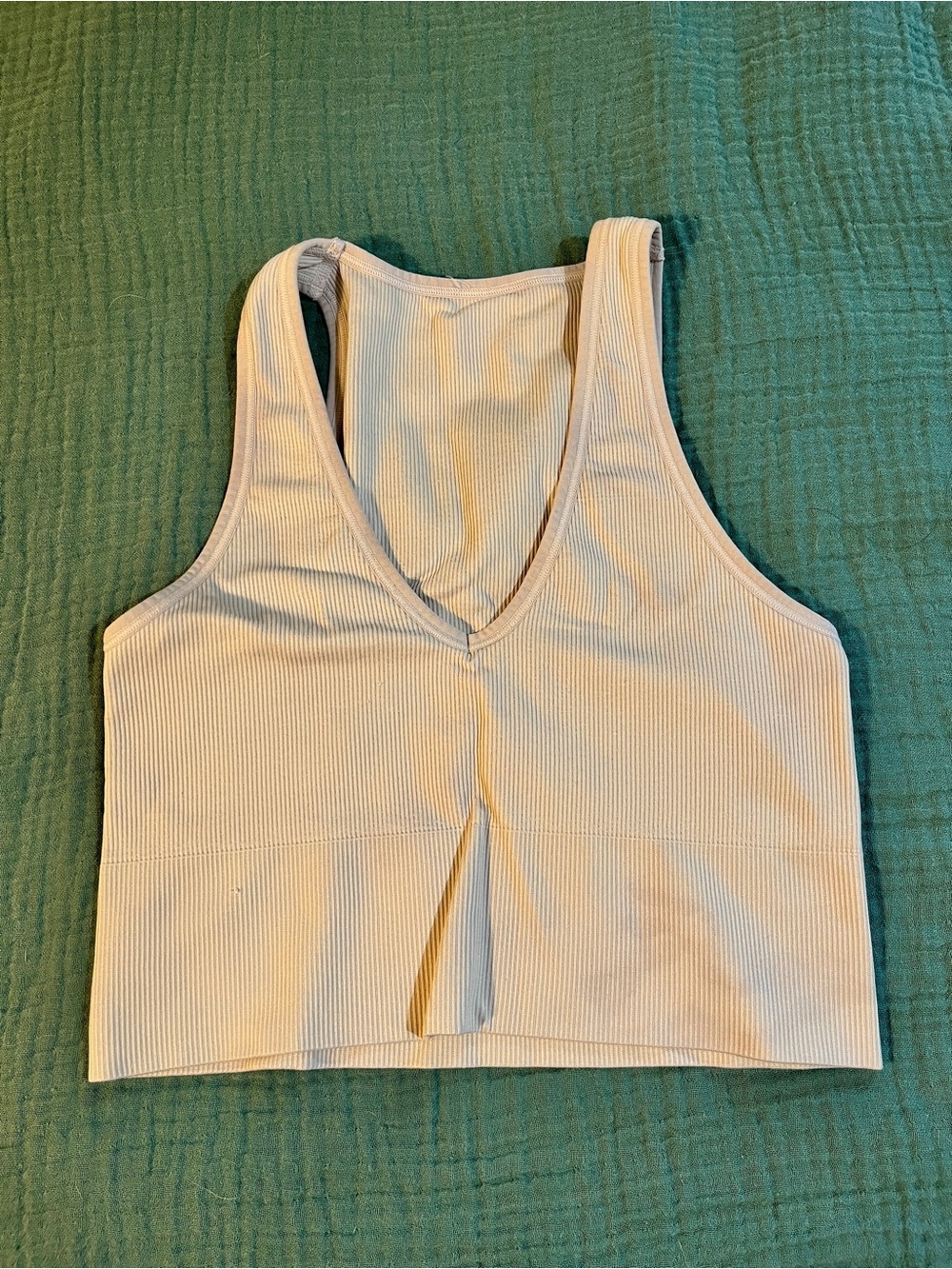 Athleta Ribbed V-Neck Crop Tank Top - Cream